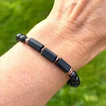 MG2055 New Design Raw Black Tourmaline High Carbon Genuine Russian Shungite Bracelet 6 MM Gemstone Beads Mens Jewelry