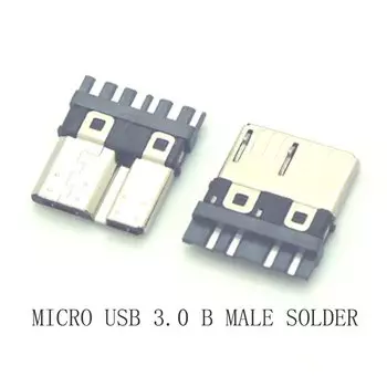 10 шт./лот Micro USB 3,0 Штекерный разъем тип B Высокоскоростная передача данных 10-контактный паяльный USB-разъем
