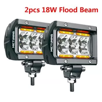 MICTUNING Автомобильный светодиодный рабочий фонарь 4 "18 Вт Светодиодный прожектор/точечный рабочий фонарь с янтарным окружающим освещением для Jeep ATV SUV Грузовик Лодка (2 шт.)