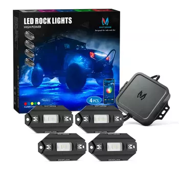 MICTUNING RGBW LED Rock Lights Controller Дистанционный многоцветный неоновый светодиодный светильник, музыкальный режим - C1 4-контактный комплект многоцветного неонового светодиодного освещения