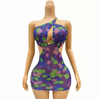 Мигающее красочное женское сексуальное платье с открытой спиной, вечернее праздничное платье на день рождения, костюм, сексуальные платья без рукавов, qiqiaoban