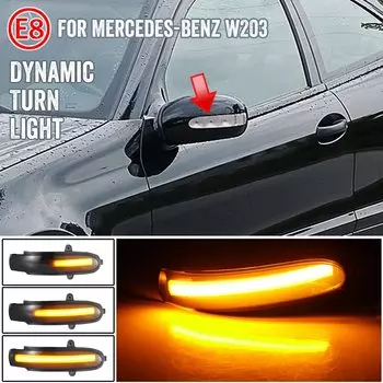 Мигающий водяной динамический поворотник для Mercedes Benz C Class W203 S203 CL203 2001-2007, светодиодный поворотный сигнал, боковой зеркальный свет, 2 шт.