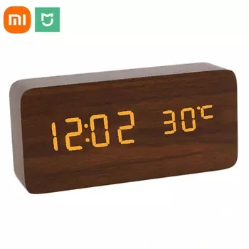 MIJIA деревянные цифровые часы с термометром