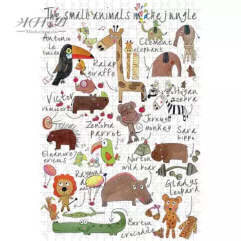 Микеланджело деревянный пазл 500 1000 1500 штук мультфильм малые животные в джунглях детская развивающая игрушка подарок Картина декор