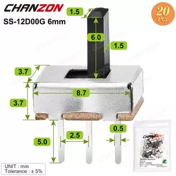 Микро ползунковый переключатель CHANZON 3-контактный 5 позиций
