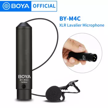 Микрофон BOYA BY-M4C M4OD, профессиональный кардиоидный микрофон с зажимом, XLR, петличный микрофон, микрофон для камер Sony, Canon, Panasonic