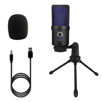 Микрофон для записи, конденсаторный микрофон RGB для потоковой записи Youtube Zoom Подкастинг Портативный микрофон для прямой трансляции