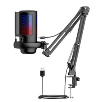 Микрофон игровой конденсаторный с RGB-подсветкой и подставкой