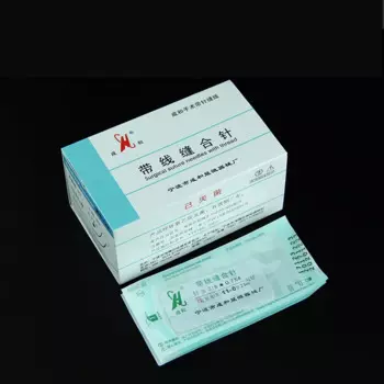 Микрохирургия Ningbo Chenghe, игла для швов без повреждений с черной нейлоновой нитью, сосудистая и нервная шов