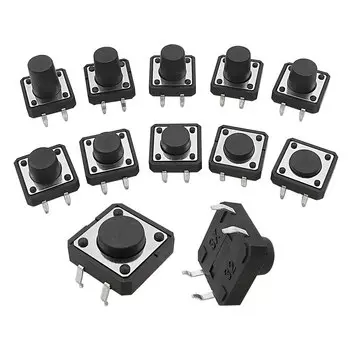 Микропереключатели LOCHEUK 50 шт., черные/серебристые, 12x12 мм