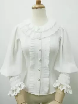 Милая Белая Летняя Блузка для девочек с рукавами-фонариками, Женская белая блузка от Yiliya