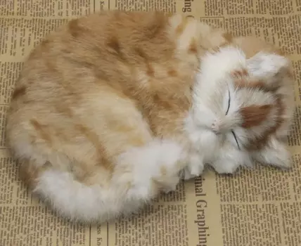 Милая игрушка-Имитация спящего кота из полиэтилена и пуха, кукла-кошка ручной работы, подарок, около 25x21 см, 2330