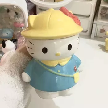 Милая керамическая кофейная чашка Sanrio с высокой лицевой ценностью Hello Kitty, мультяшная кружка с изображением периферии, улучшенный подарок на день рождения, чашка для воды с сердцем для девочки