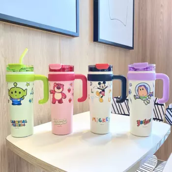 Милая термоизоляционная кофейная чашка Disney с Микки Маусом, клубничный медведь, портативная портативная чашка для воды большой емкости из нержавеющей стали с героями мультфильмов