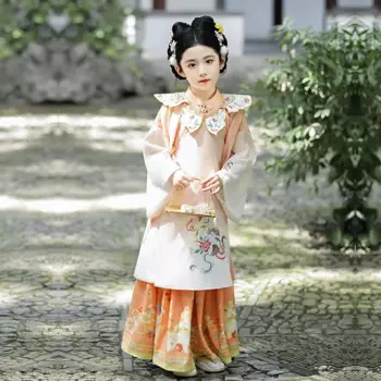 Милое детское платье с вышивкой, сказочное винтажное китайское платье для девочек, костюм Тан, платье принцессы ханьфу, детский Косплей