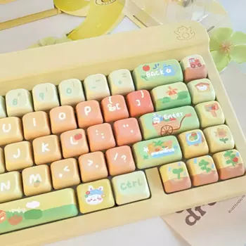 Милые клавиши с изображением томатов 141 клавиш EOA профиль PBT сублимационная зеленая оранжевая градиентная клавиатура для механической клавиатуры F75 F87 HI75