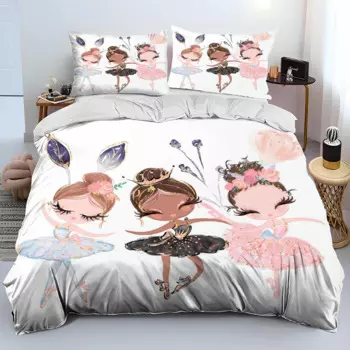 Милый балетный комплект постельного белья с рисунком балерины, пододеяльник, комплект постельного белья, пододеяльник, наволочка, комплект постельного белья King Queen Size