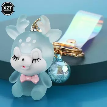 Милый брелок с фонариком в виде пятнистого оленя, женский брелок с изображением животного, лося, ремешок со светодиодной подсветкой, автомобильный брелок для ключей, сумка, подвески, подвеска, подарок