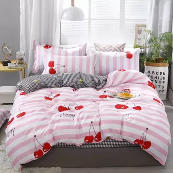 Милый комплект постельного белья с розовым вишневым цветочным принтом 220X240 пододеяльник с наволочкой постельные комплекты Комплект постельного белья односпальный двуспальный Размер