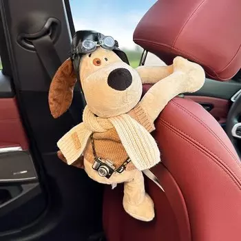 Милый плюшевая собака кукла держатель для салфеток для щенка автомобиля, подвешивающийся на спинку подлокотник, коробка для хранения бумажных ящиков, украшение интерьера из мультфильма