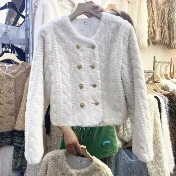 Милый женский плюшевый кардиган с длинными рукавами, куртка для женщин на осень и зиму, свободная куртка с круглым вырезом, модная женская одежда