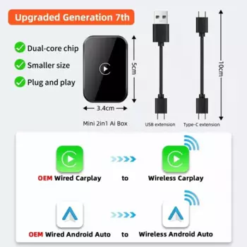 Мини-2в1 проводной к беспроводному адаптеру Carplay Android Auto для OEM автомобильного радио Smart Audio Box Bluetooth WiFi автоматическое подключение