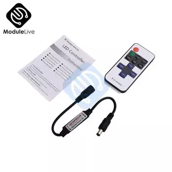 Мини 9/11 клавиш, диммер, контроллер, 2-проводной радиочастотный пульт дистанционного управления для одноцветной неоновой трубки COB 2835 5050 5730, светодиодная лента постоянного тока 12 В-24 В