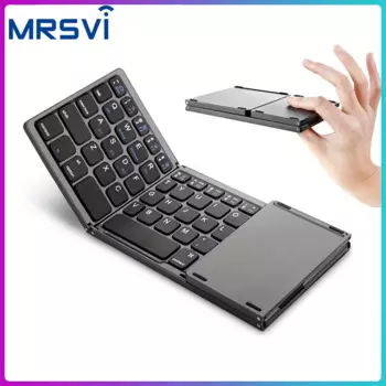 Мини-беспроводная клавиатура B033 с тачпадом BT, офисная портативная магнитная тройная складная клавиатура для Windows, Android, IOS, iPad, телефона