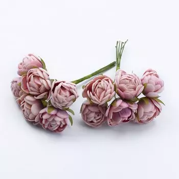 Мини-букет из чайных роз, разноцветные аксессуары для украшения дома, Рождественская гирлянда, коробка для свадебных подарков, искусственные цветы, 6 шт.