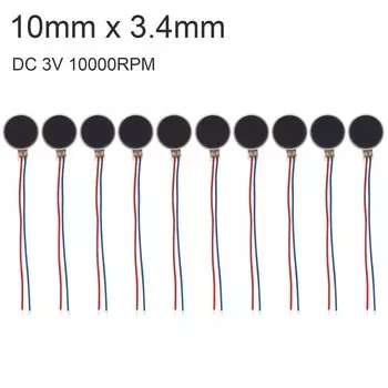 10 шт. 10 мм x 3,4 мм мини-вибрационный двигатель постоянного тока 3 В 10000 об/мин микровибрационный двигатель для мобильного телефона, планшета, компьютера, бытовой техники
