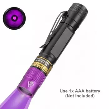 Мини-фонарик ультрафиолет 365 нм фиолетовый
