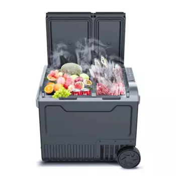 Мини-холодильник с колесом для лагеря, 12 В, компрессор постоянного тока, портативная мобильная морозильная камера 45 л, уличный мини-холодильник для кемпинга, морозильная камера