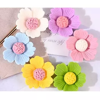 Мини кабошоны из смолы Yiyideco цветы 12 шт