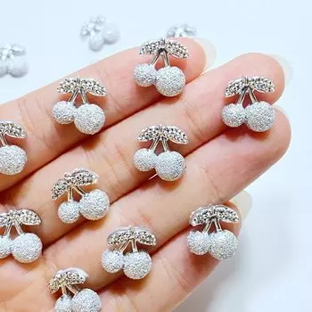 Мини-кабошоны вишневые серебряные полимерные 40 шт TSXJY