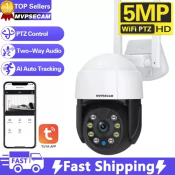 Мини-камера PTZ Smart Life, 5 МП, цветная камера ночного видения, домашнее AI-отслеживание, наружная IP-камера видеонаблюдения, приложение Tuya Smart Life