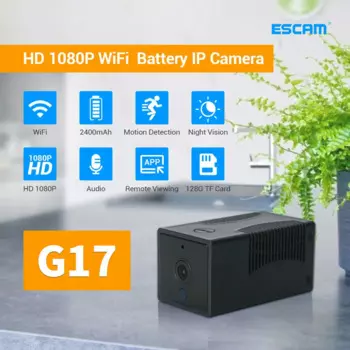 Мини-камера видеонаблюдения ESCAM G17, 1080P, Wi-Fi, с аккумулятором