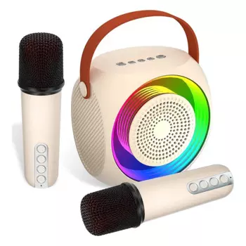 Мини-караоке-машина, портативный Bluetooth-динамик, беспроводной микрофон для детей и взрослых со светодиодной подсветкой