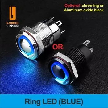 Мини-кнопочный переключатель LANBOO 12 мм с кольцсветильник источником питания 12 В 24 В 220 В