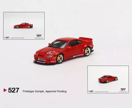 Мини-машина 1/64 #527 Silvia S15 Rocket Bunny Red Diecast, Модель гоночного автомобиля, детские игрушки, подарок