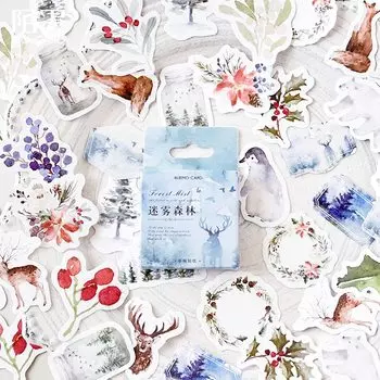 Мини наклейки "Туманные лесные животные" Mengtai