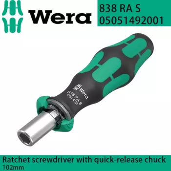 Мини-отвертка с храповым механизмом WERA 05051492001 с быстроразъемным патроном 1/4x102 мм, многокомпонентная ручка, отвертка 838 RA S