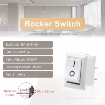 Мини-переключатели KCD11 2Pin черный, красный, белый, серый 3A 250V