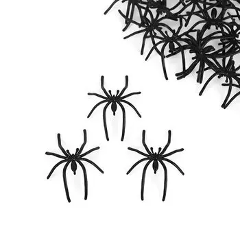 Мини пластиковые черные пауки для Хэллоуина