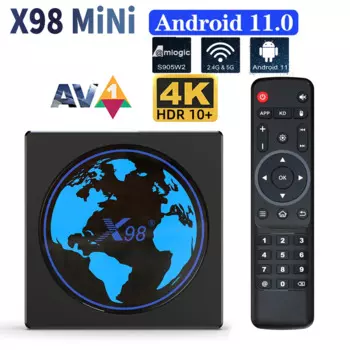 Мини-приставка смарт-ТВ X98, Android 11,0, 4 ГБ, 64 ГБ