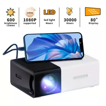 Мини-проектор 3000 + люмен HD-портативный, 3d-готовый, совместим с несколькими устройствами, с пультом дистанционного управления