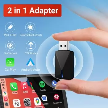 Мини-проводной Беспроводной CarPlay И Android Auto 2in1 AI Box 5 ГГц WiFi5 Plug And Play Портативный И Стильный Автомобильный...