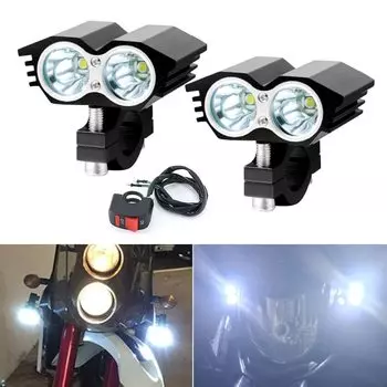Мини-размер 20 Вт 4800 лм 6000 К 2x XM-L T6 светодиодные фары для мотоцикла, точечный рабочий свет, внедорожный противотуманный фонарь с переключателем