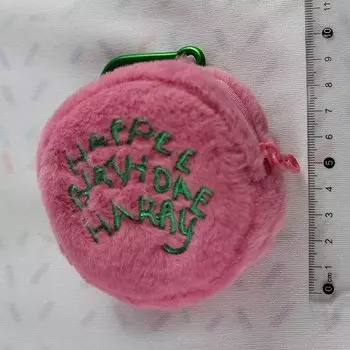Мини розовая плюшевая косметичка