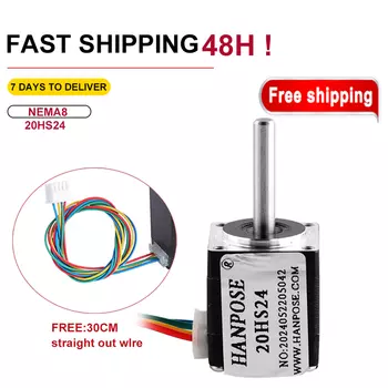 Мини-шаговый двигатель H24mm 20HS24 12mN.m 0,8A 1,8 градусов Фрезерный станок с ЧПУ 3D-детали медицинского оборудования Шаговый двигатель Nema8