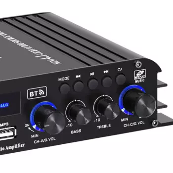 Мини-усилитель USB AUX BT SD HiFi стереоусилитель MP3 4.1 CH для магазина сабвуфера домашнего кинотеатра с дистанционным управлением с адаптером питания